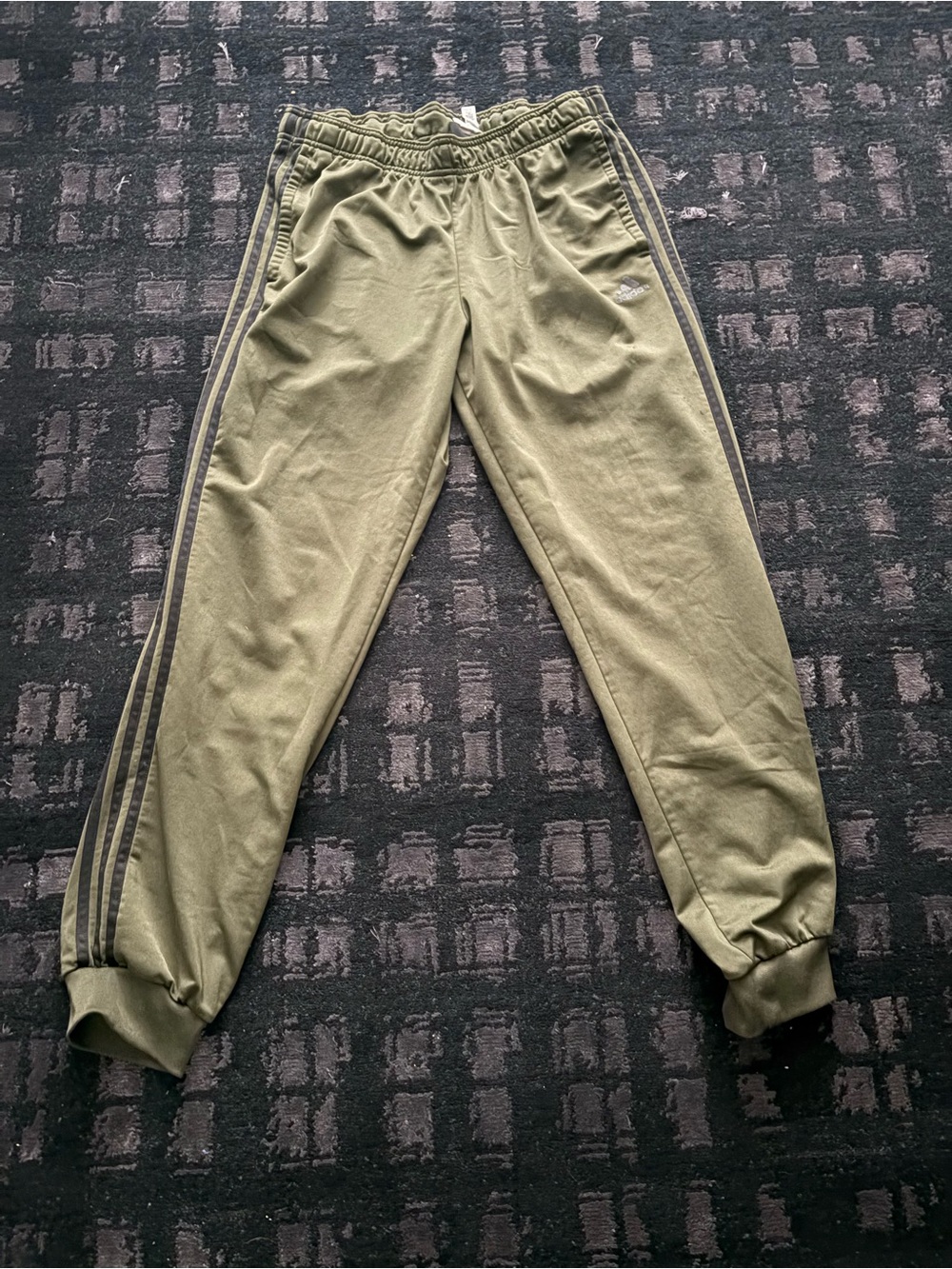 Adidas Olive Green Track Pants with Side Stripes